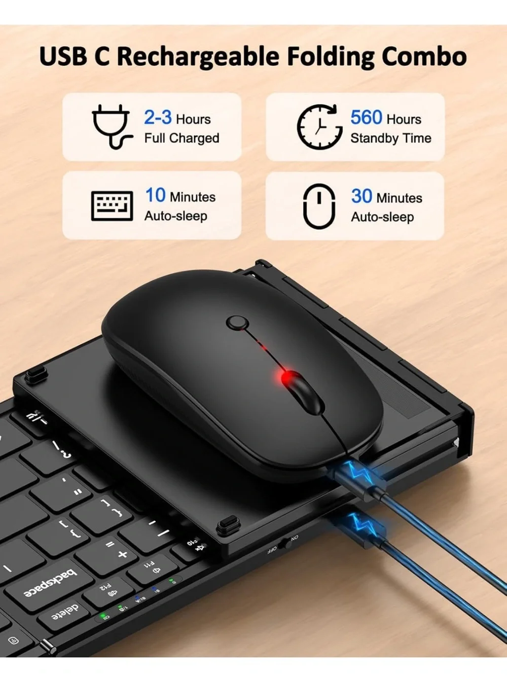 Foldable Wireless Keyboard and Mouse Set